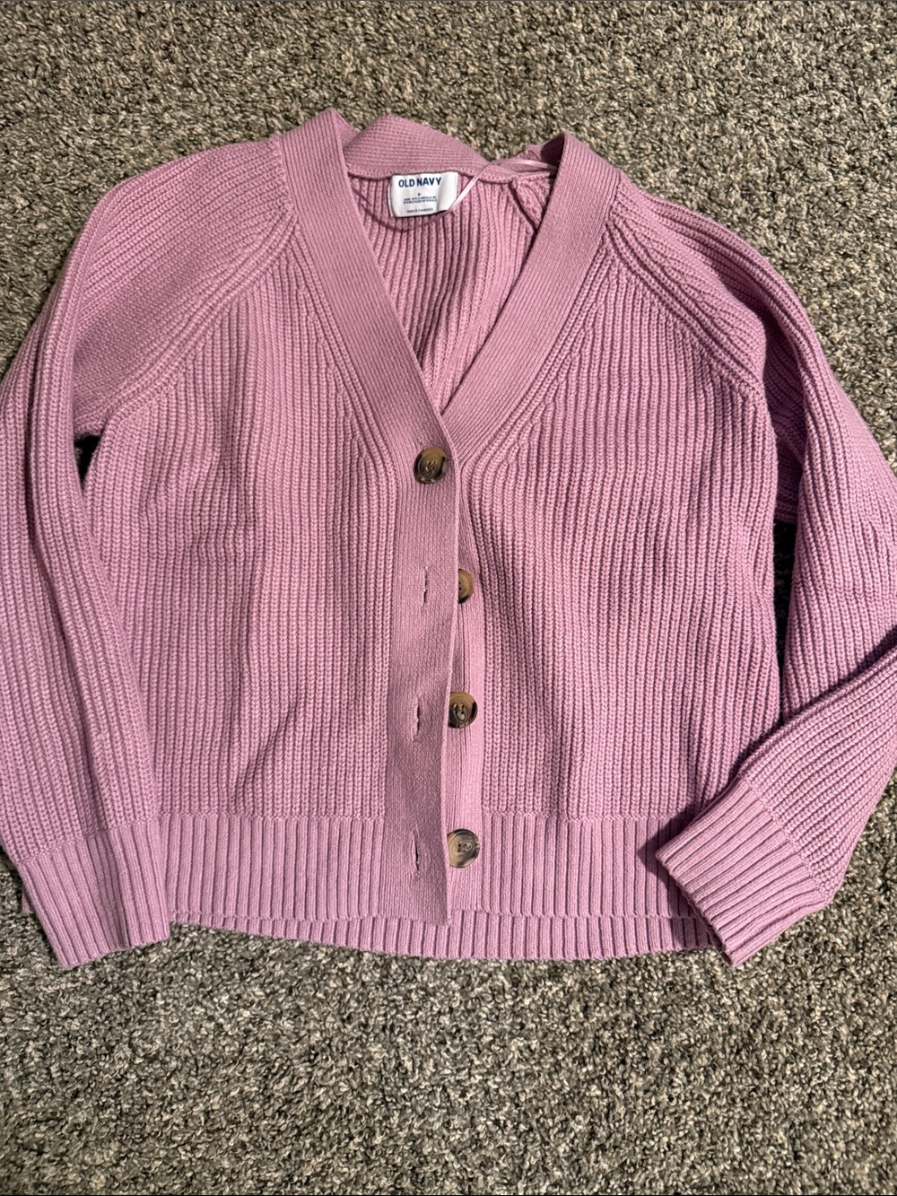 Old Navy Dusty Pink Ribbed Button-Front Women's Cardigan